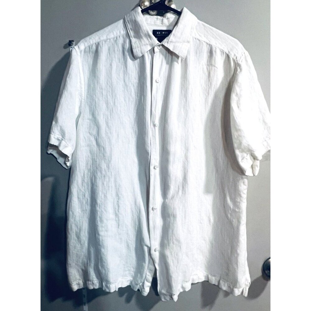 Axcess Claiborne Womens Linen Cream Colored Blouse Shirt L